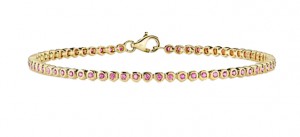 14k Yellow Gold & Pink Sapphire Tennis Bracelet