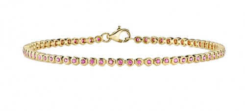 14k Yellow Gold & Pink Sapphire Tennis Bracelet