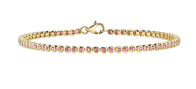 14k Yellow Gold & Pink Sapphire Tennis Bracelet
