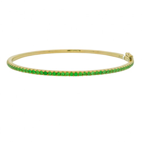 Kwiat 18k Yellow Gold Bangle with Green Tsavorites