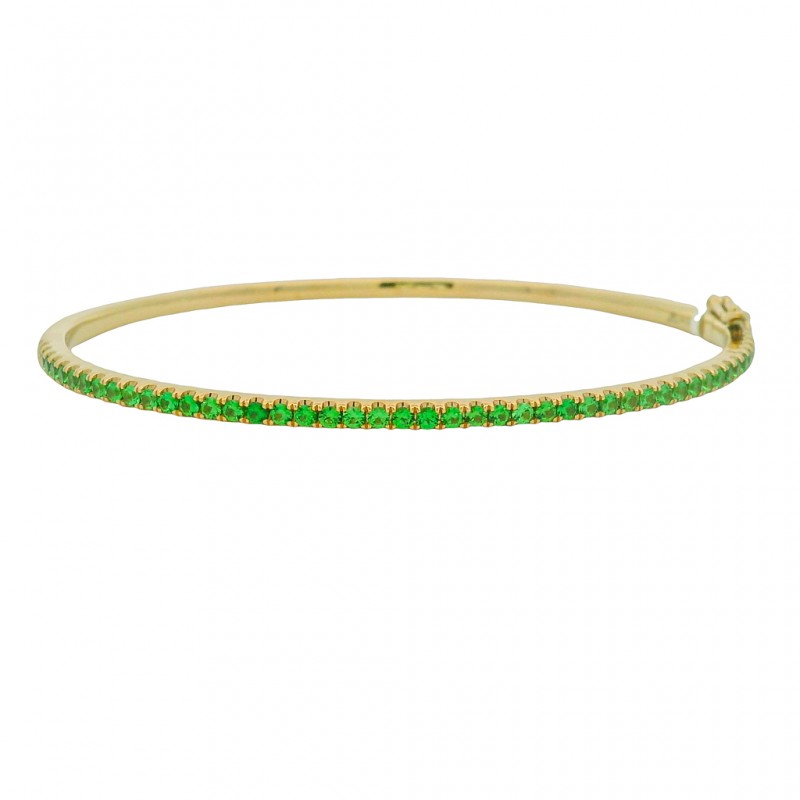 Kwiat 18k Yellow Gold Bangle with Green Tsavorites