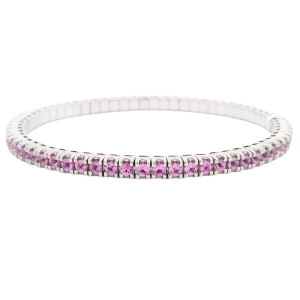 18k White Gold & Pink Sapphire Stretch Bracelet