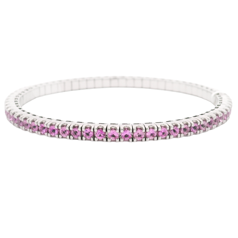 18k White Gold & Pink Sapphire Stretch Bracelet