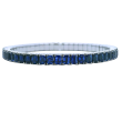18k White Gold & Emerald Cut Sapphire Stretch Bracelet