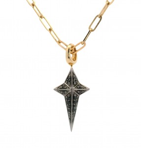 Stephen Webster 18k Yellow Gold & Black Diamond Cross Pendant