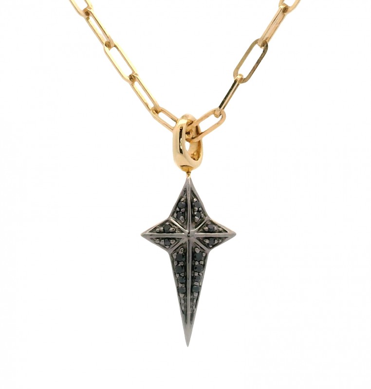 Stephen Webster 18k Yellow Gold & Black Diamond Cross Pendant