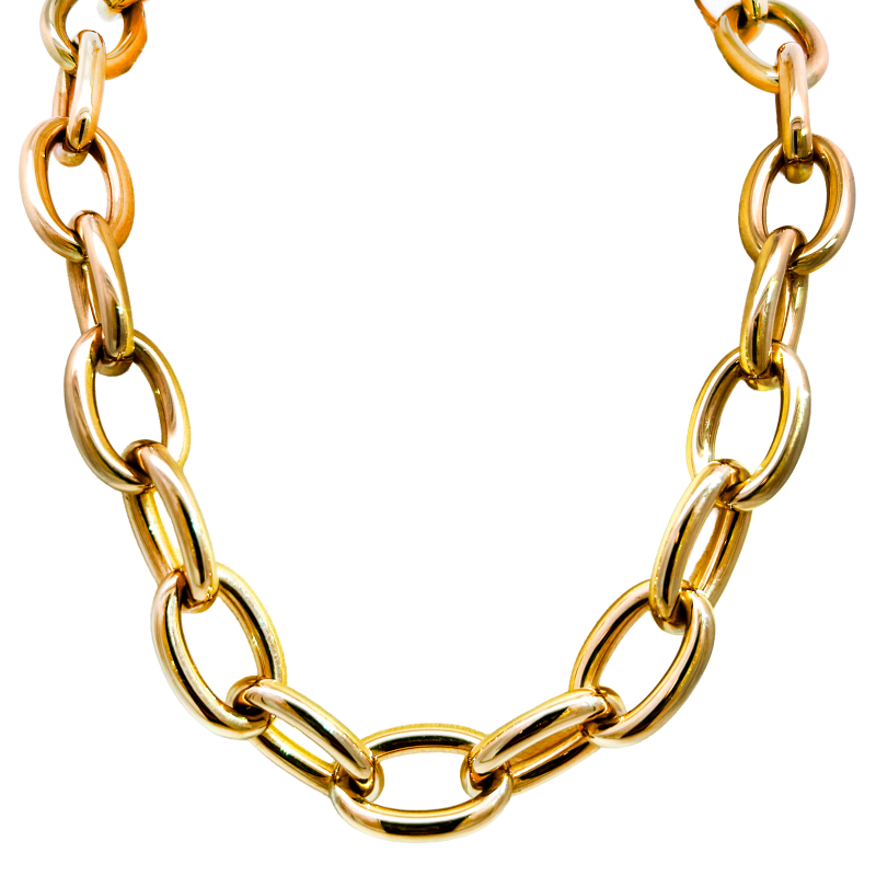 18k Yellow Gold Large Oval Link Necklace