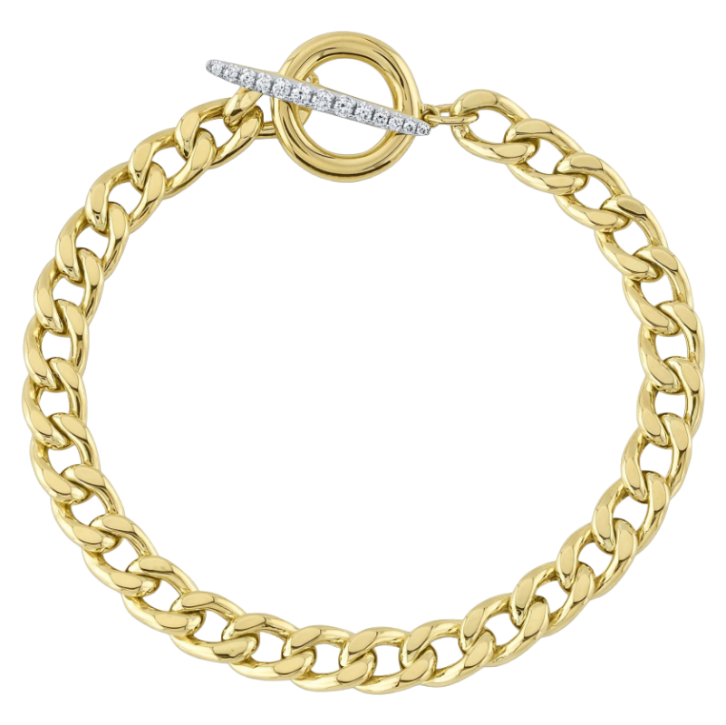 14k Yellow Gold & Diamond Toggle Bracelet