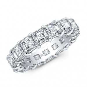 Platinum Asscher Cut Diamond Eternity Band