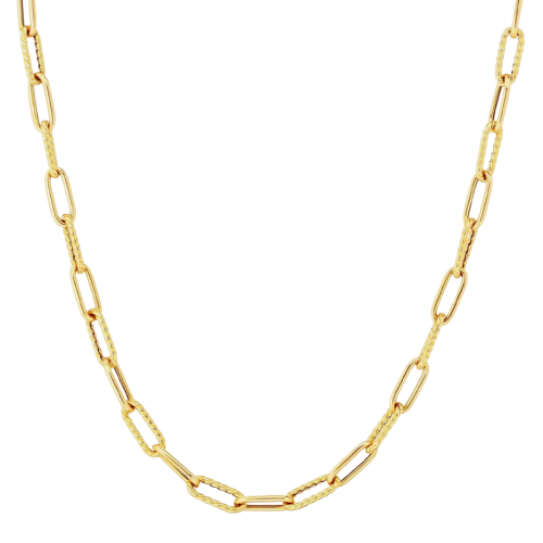Roberto Coin 18k Yellow Gold Alternating Polished & Fluted Paperclip Link Chain