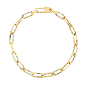 Roberto Coin 18k Yellow Gold Alternating Polished & Fluted Paperclip Link Bracelet