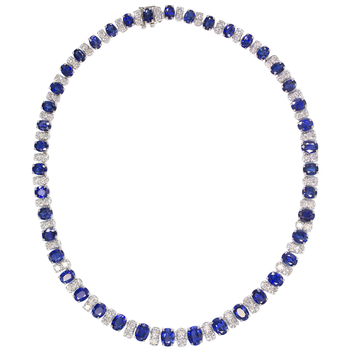Oscar Heyman Platinum, Ceylon Sapphire & Diamond Necklace