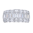 Platinum 3 Row Emerald Cut Diamond Band