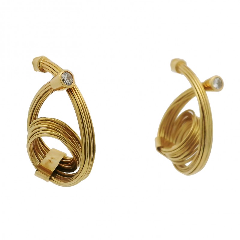 18k Yellow Gold & Diamond Nova Style Earrings
