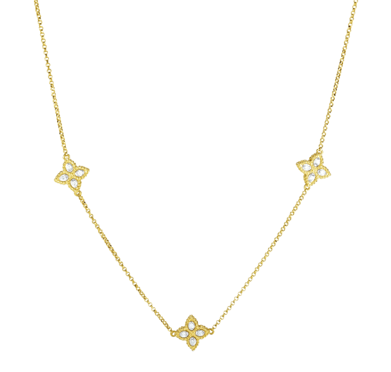 Roberto Coin 18k Yellow Gold & Diamond Princess Flower Necklace