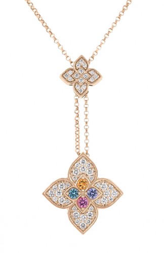 Roberto Coin 18k Rose Gold, Diamond and Multicolor Stone Venetian Princess Carnival Lariat Necklace