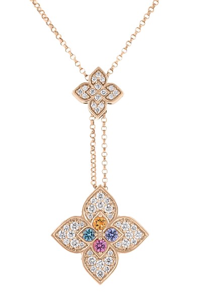 Roberto Coin 18k Rose Gold, Diamond and Multicolor Stone Venetian Princess Carnival Lariat Necklace