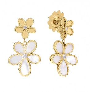 Roberto Coin 18k Yellow Gold, Diamond & Mother of Pearl Flower Drop Earrings