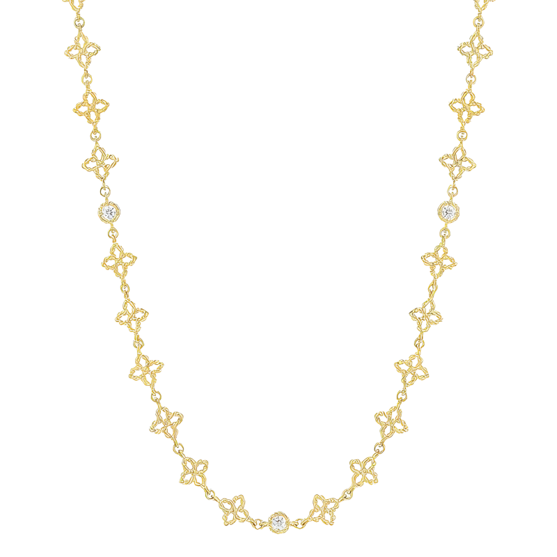 Roberto Coin 18k Yellow Gold & Diamond Princess Flower Necklace