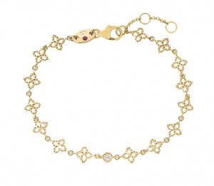 Roberto Coin 18k Yellow Gold Principessa Diamond & Flower Link Bracelet