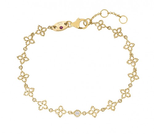 Roberto Coin 18k Yellow Gold Principessa Diamond & Flower Link Bracelet