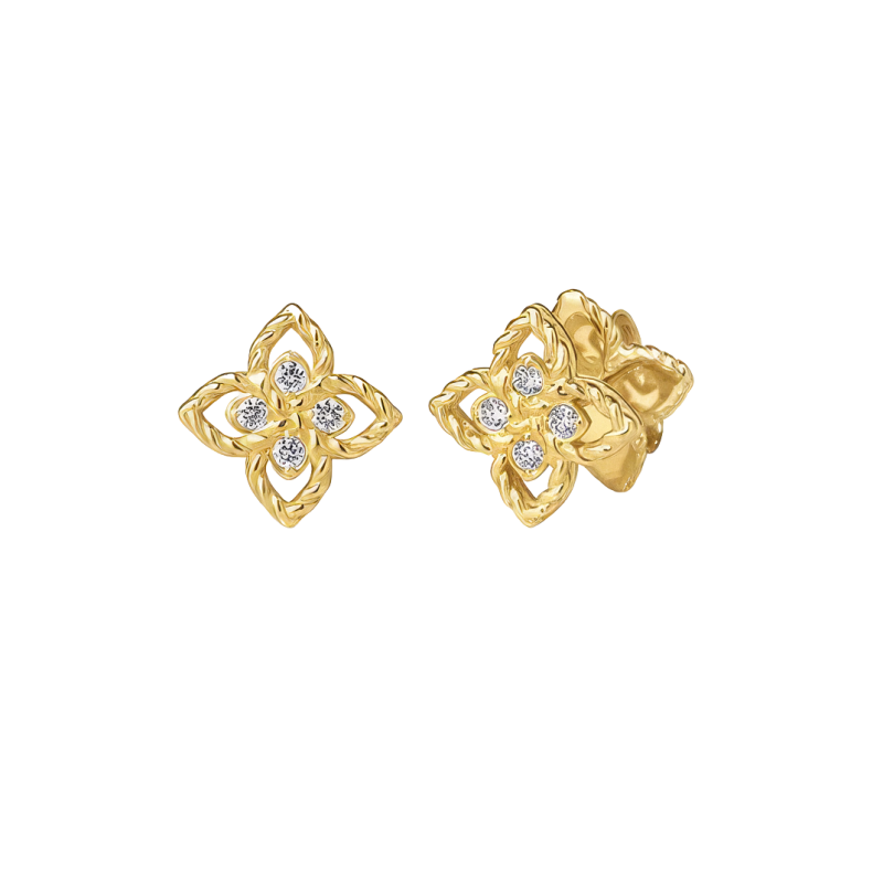 Roberto Coin 18K Yellow Gold & Diamond Princess Flower Stud Earrings