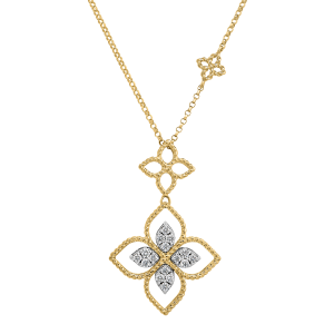 Roberto Coin 18k Yellow Gold & Diamond Princess Flower Open Frame Pendant Necklace