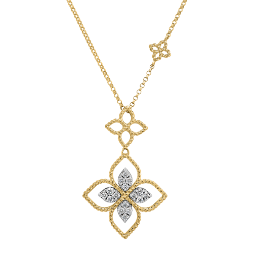 Roberto Coin 18k Yellow Gold & Diamond Princess Flower Open Frame Pendant Necklace