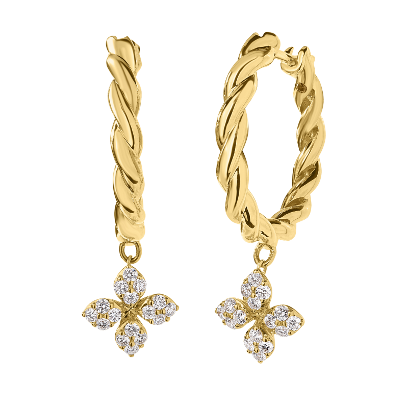 Roberto Coin 18k Yellow Gold & Diamond Love in Verona Twist Hoop Earrings