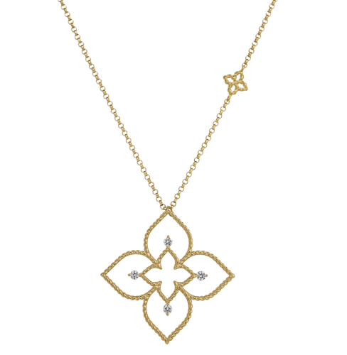 Roberto Coin 18k Yellow Gold & Diamond Princess Flower Pendant