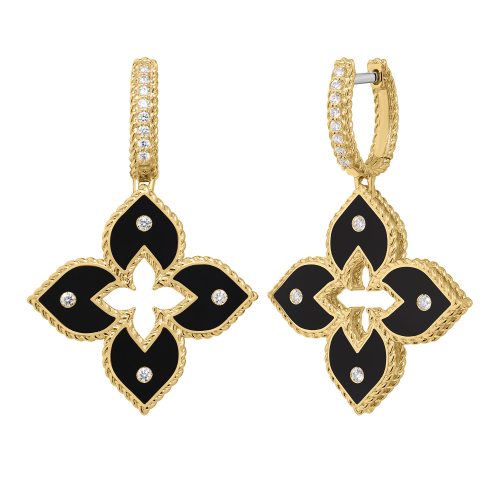 Roberto Coin 18k Yellow Gold, Diamond & Black Enamel Venetian Princes Earrings