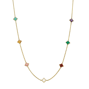 Roberto Coin 18k Yellow Gold & Multicolor Gemstone Venetian Princess Flower Necklace