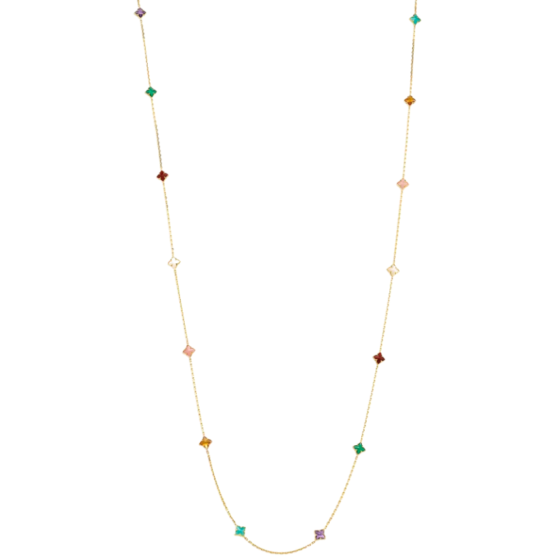Roberto Coin 18k Yellow Gold & Multicolor Gemstone Venetian Princess Flower Necklace