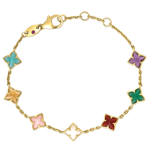Roberto Coin 18k Yellow Gold & Multicolor Gemstone Venetian Princess Flower Bracelet