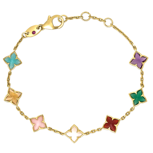 Roberto Coin 18k Yellow Gold & Multicolor Gemstone Venetian Princess Flower Bracelet