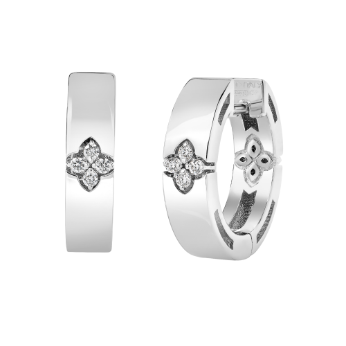 Roberto Coin 18k White Gold & Diamond Love in Verona Hoop Earrings