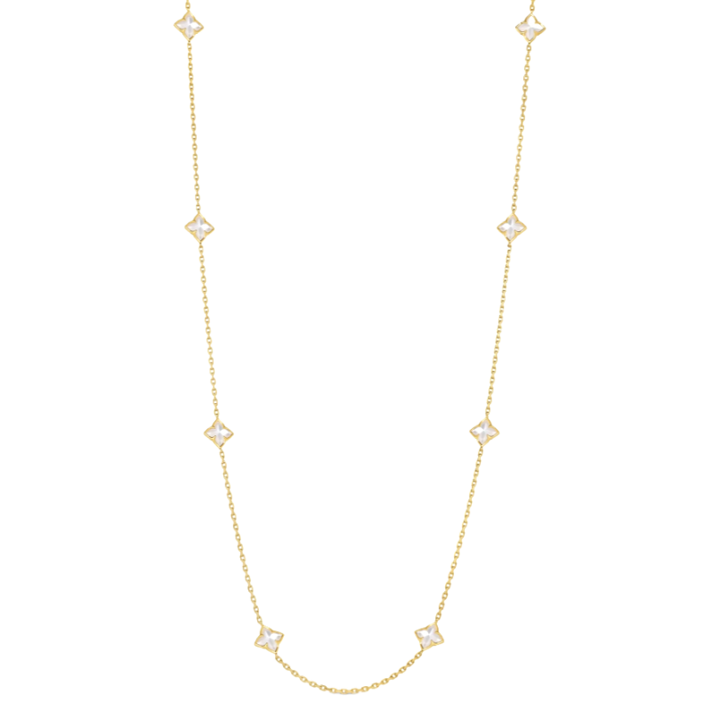 Roberto Coin 18k Yellow Gold & Mother of Pearl Venetian Princess Carnival  Flower Station Necklace