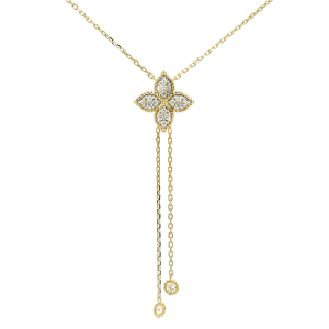 Roberto Coin 18k Yellow Gold & Diamond Princess Flower Adjustable Lariat Necklace
