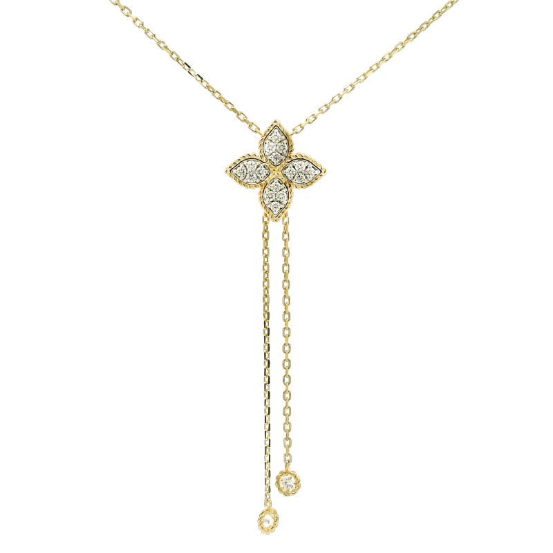 Roberto Coin 18k Yellow Gold & Diamond Princess Flower Adjustable Lariat Necklace