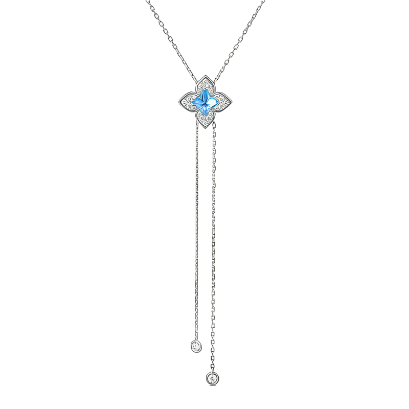 Roberto Coin 18k White Gold, Diamond & Blue Topaz Lariat Necklace