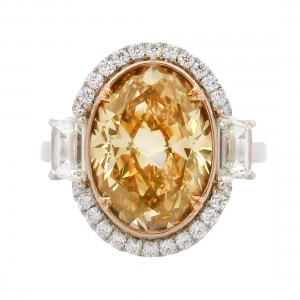 Platinum 18k Rose Gold Fancy Brown Yellow 5.44 Carat Diamond Ring