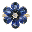 Rahaminov 18k Yellow Gold, Sapphire & Diamond Flower Ring