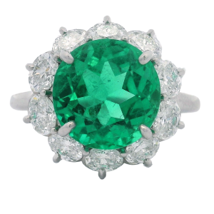Platinum Columbian Emerald & Diamond Ring