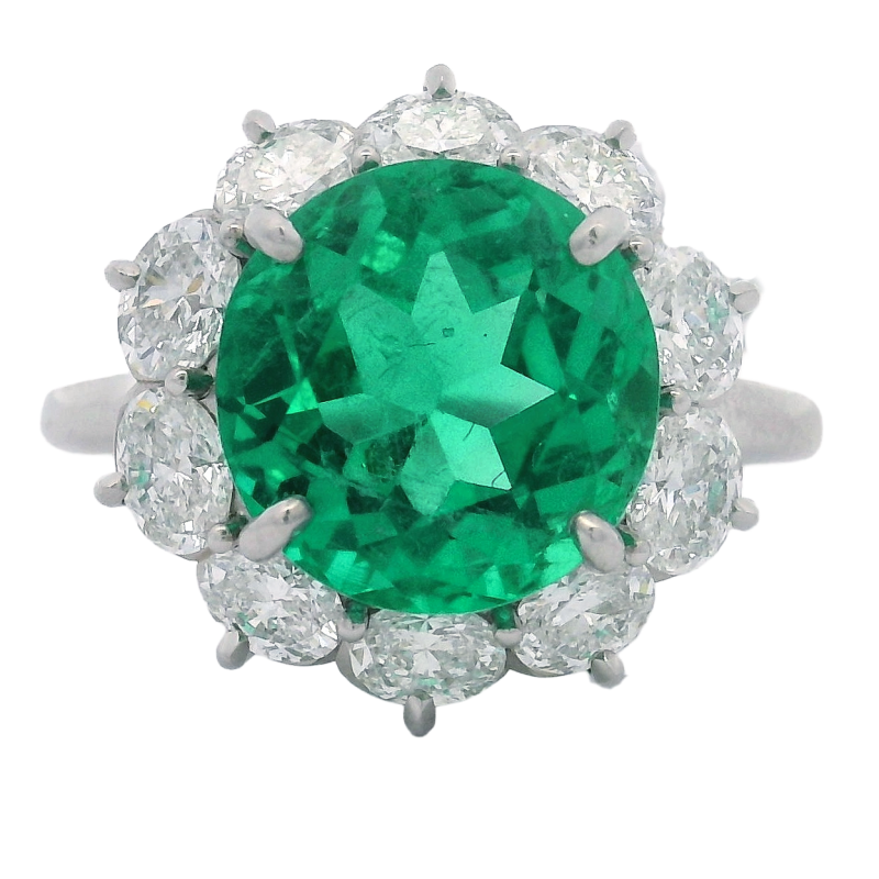 Platinum Columbian Emerald & Diamond Ring