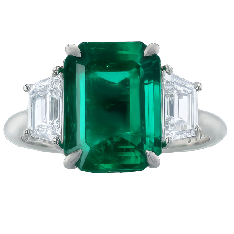 Platinum,  Columbian Emerald & Diamond Ring