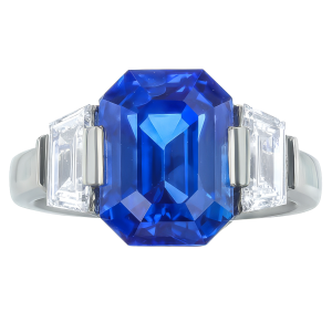 Platinum, Ceylon Sapphire & Diamond Ring