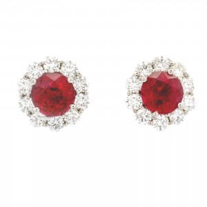 18k White Gold, Diamond & Ruby Earrings