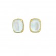 14k Yellow Gold Blue Topaz & Diamond Earrings