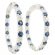 14k White Gold Alternating Diamond & Sapphire Hoop Earrings