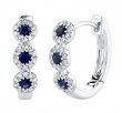 14k White Gold, Diamond & Sapphire Huggie Earrings